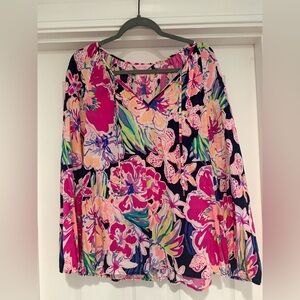 Lilly Pulitzer Pink and Blue Elsa Floral Shift Top